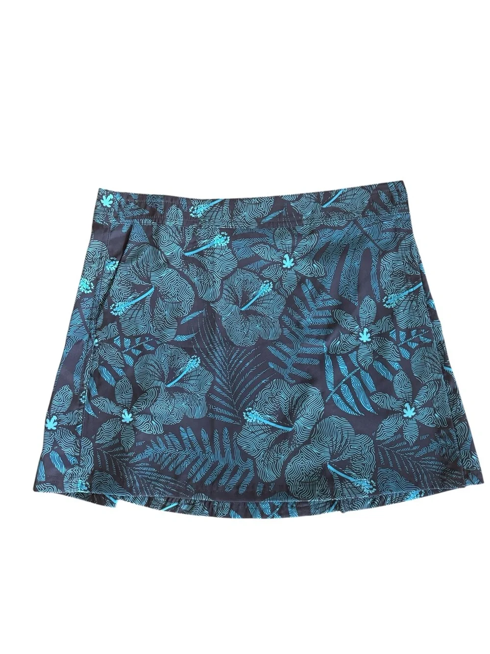 Rip Skirt Hawaii Blue Floral Hawaiian Wrap Skirt Adjustable Size M‎